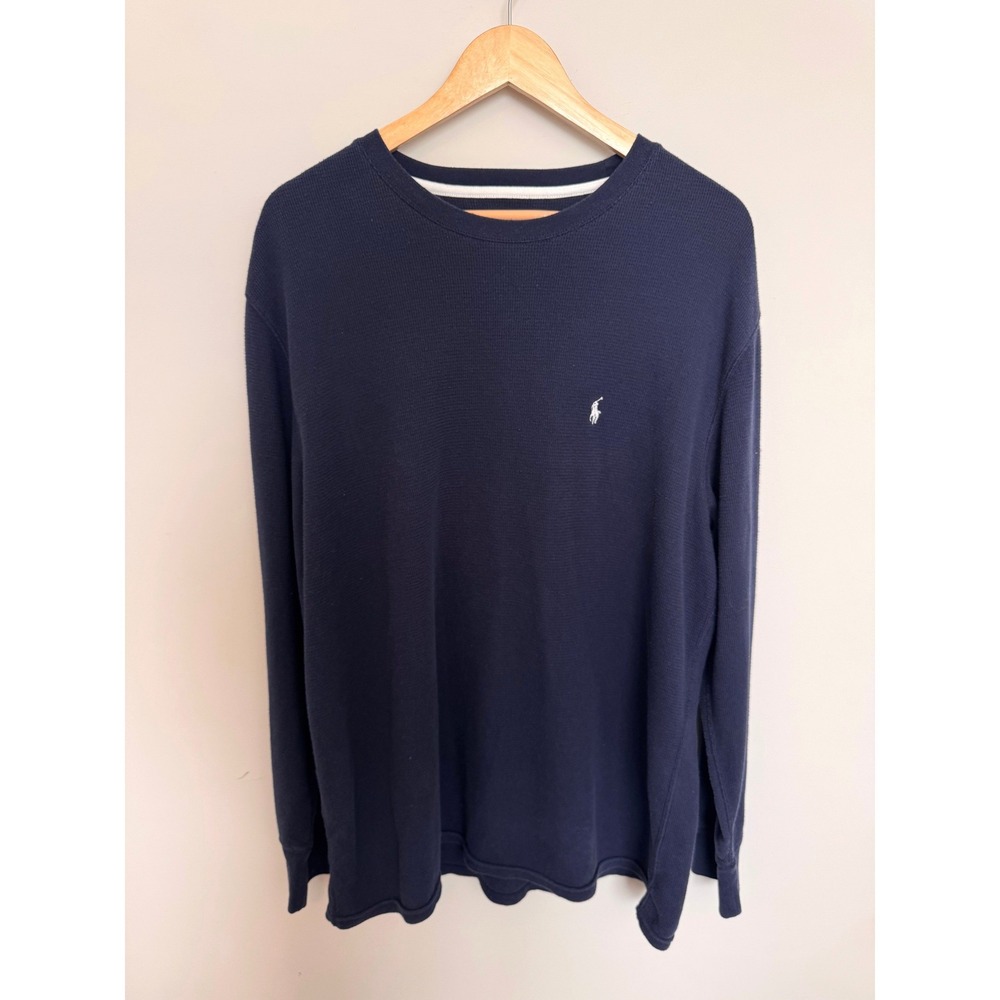 POLO RALPH LAUREN | Thermal Shirt Mens 2XL Navy Waffle Knit Long Sleeve Top